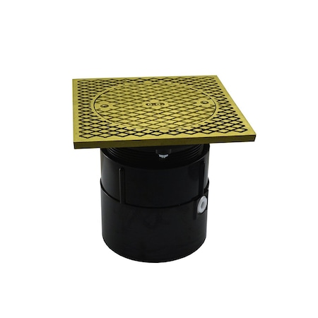 Jones Stephens 4in. ABS Over Pipe Fit Base Cleanout with 4in. Plastic Spud and 7in. Polished Brass Cover C60080